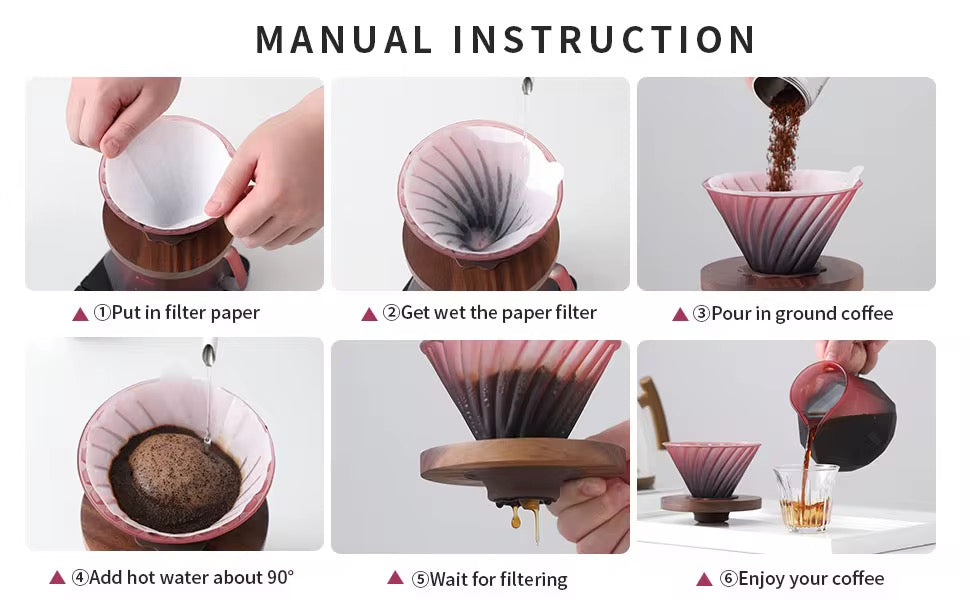Pour Over Coffee Pot & Dripper - elegant pink